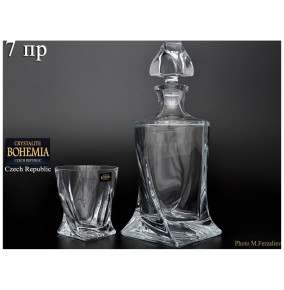 Набор для виски 7 предметов (графин 850 мл + 6 стаканов по 340 мл)  Crystalite Bohemia "Квадро /Без декора" / 006767