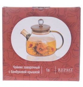 Заварочный чайник 1 л с бамбуковой крышкой медовый "Air /Repast" 2 / 269117