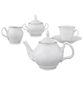 Чайный сервиз на 6 персон 15 предметов  Thun "Бернадотт /Платиновый узор" (чайник с дыр, чашка 230 мл) / 145898