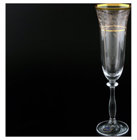 Бокалы для шампанского 190 мл 6 шт  Crystalex CZ s.r.o. "Анжела /Золотой узор /8103" / 058611