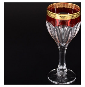 Бокалы для белого вина 190 мл 6 шт  Crystalite Bohemia "Сафари /Рубин с золотом" / 124834