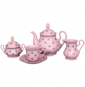 Чайный сервиз на 6 персон 15 предметов  Leander "Мэри-Энн /Незабудка" розовый / 157788