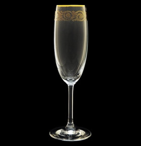 Бокал для шампанского 175 мл 1 шт  Rona "Гала /Золотая коллекция, тонкое золото" / 124457