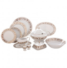 Столовый сервиз на 6 персон 27 предметов  Bavarian Porcelain "Александрия /Платиновый узор на белом" / 070348