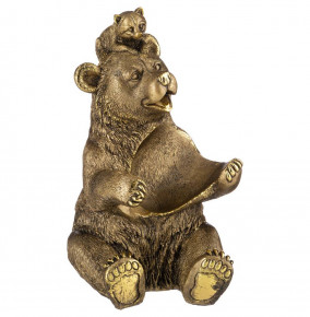 Подставка под бутылку 30 см  ИП Шихмурадов "Медведь с енотом" /бронза с позолотой / 273616