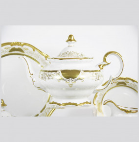 Чайный сервиз на 12 персон 54 предмета  Weimar Porzellan "Веймар /Симфония /Золотая" (тарелки 19 см) / 080172