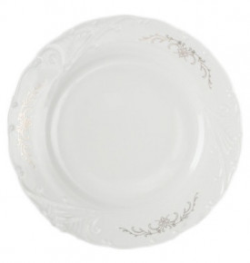 Набор тарелок 25 см 6 шт  Bohemia Porcelan Moritz Zdekauer 1810 s.r.o. "Лиана /Серый орнамент /отводка платина" / 051015