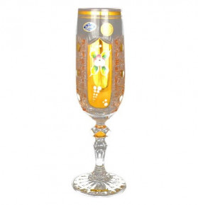 Бокалы для шампанского 150 мл 6 шт  Jahami "Хрусталь с золотом" / 051061