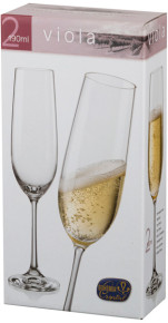 Бокалы для шампанского 190 мл 2 шт  Crystalex CZ s.r.o. "Виола /Свадебные /Голубки" / 124869