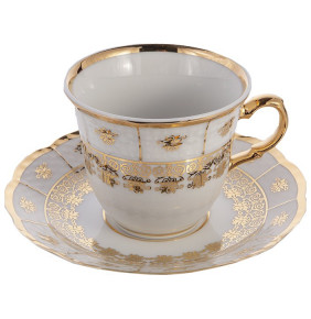 Набор чайных пар 200 мл 6 шт высокие  Thun "Менуэт /Золотой орнамент" / 003876