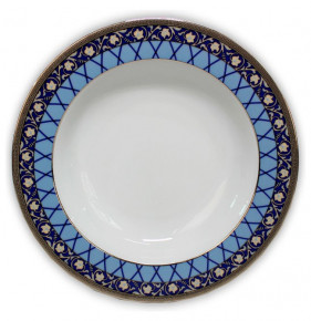 Набор тарелок 22 см 6 шт глубокие  Thun "Кайро /Сетка на синем /платина" / 244759