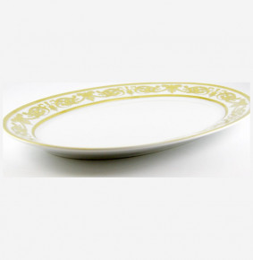 Блюдо 33 см овальное  Bavarian Porcelain "Александрия /Золотой узор на белом" / 069085